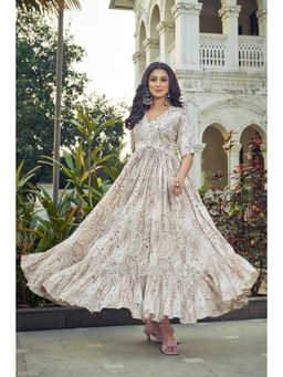 Gahan - Paisley Ethnic Dress - White