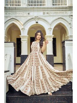 Gahan - Floral Ethnic Dress - Beige