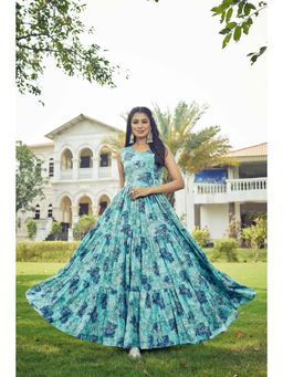 Gahan - Floral Ethnic Dress - Blue