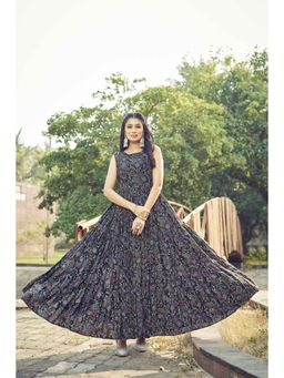 Gahan - Floral Ethnic Dress - Black