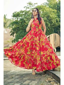 Gahan - Floral Ethnic Dress - Red