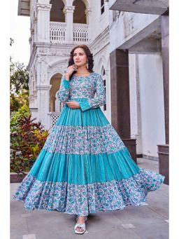 Gahan - Floral Ethnic Dress - Turquoise