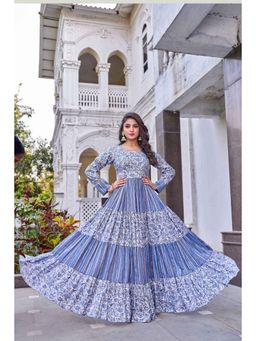 Gahan - Floral Ethnic Dress - Blue