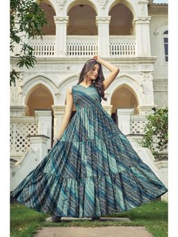 Gahan - Printed Ethnic Dress - Teal