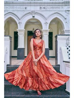 Gahan - Printed Ethnic Dress - Rust