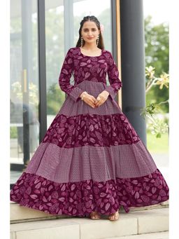 Gahan - Printed Ethnic Dress - Burgundy