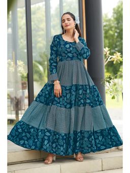 Gahan - Printed Ethnic Dress - Teal