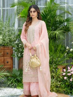 Gahan - Embroidered Mirror and Cut Work Pakistani Kurta with Palazzo and Dupatta