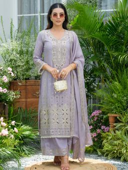 Gahan - Embroidered Mirror and Cut Work Pakistani Kurta with Palazzo and Dupatta