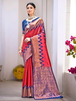 Gahan - Womens Woven Design Kanjeevaram Art Silk Saree with Unstiched Blouse