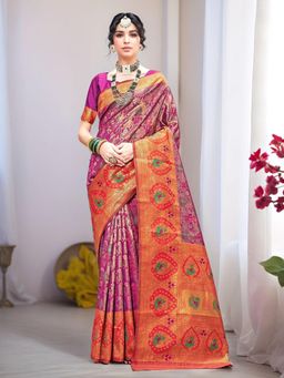 Gahan - Womens Woven Design Kanjeevaram Art Silk Saree with Unstiched Blouse