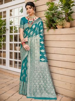 Gahan - Womens Woven Design Linen Blend Saree with Unstiched Blouse