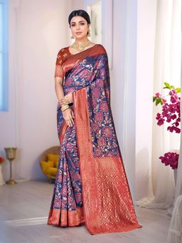 Gahan - Womens Woven Design Banarasi Art Silk Saree with Unstiched Blouse