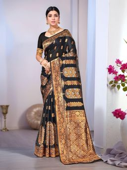 Gahan - Womens Woven Design Banarasi Art Silk Saree with Unstiched Blouse