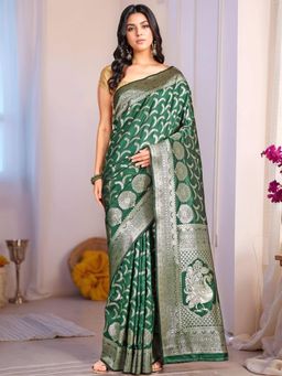 Gahan - Womens Woven Design Banarasi Art Silk Saree with Unstiched Blouse