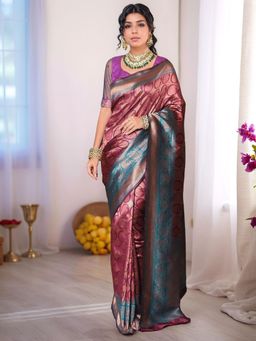 Gahan - Womens Woven Design Banarasi Art Silk Saree with Unstiched Blouse