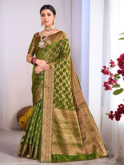 Gahan - Womens Woven Design Organza Saree with Unstiched Blouse