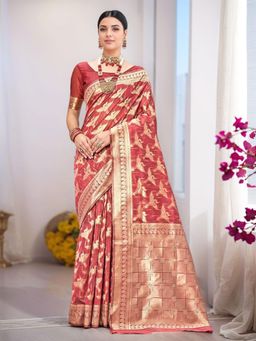 Gahan - Womens Woven Design Linen Blend Saree with Unstiched Blouse