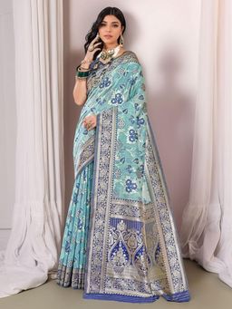Gahan - Womens Woven Design Linen Blend Saree with Unstiched Blouse