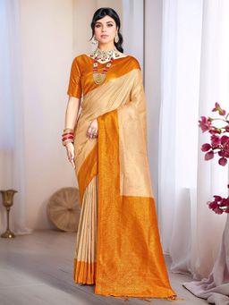 Gahan - Womens Woven Design Nylon Silk Saree with Unstiched Blouse