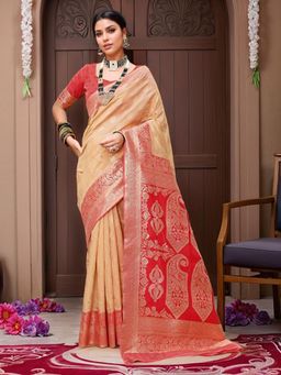 Gahan - Womens Woven Design Banarasi Art Silk Saree with Unstiched Blouse