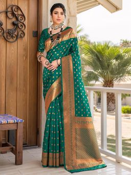 Gahan - Womens Woven Design Banarasi Art Silk Saree with Unstiched Blouse