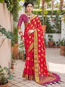 Gahan - Womens Woven Design Nylon Saree with Unstiched Blouse