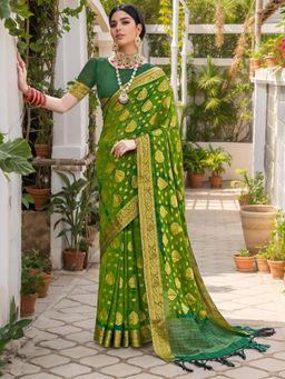 Gahan - Womens Woven Design Nylon Saree with Unstiched Blouse