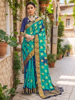 Gahan - Womens Woven Design Nylon Saree with Unstiched Blouse