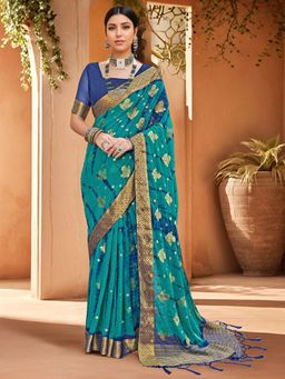 Gahan - Womens Woven Design Nylon Saree with Unstiched Blouse