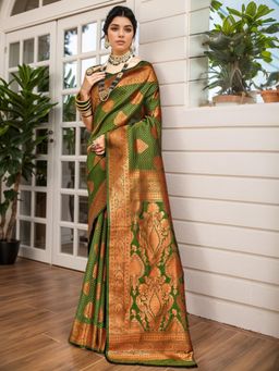 Gahan - Womens Woven Design Kanjeevaram Art Silk Saree with Unstiched Blouse