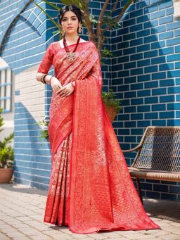 Gahan - Womens Woven Design Dharmavaram Art Silk Saree with Unstiched Blouse