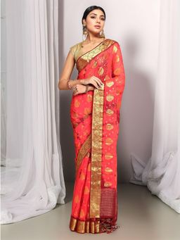 Gahan - Womens Woven Design Nylon Saree with Unstiched Blouse