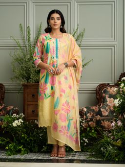 Gahan - Pure Cotton Straight Hand Embroidery Chlifil Work Kurta with Pant and Dupatta