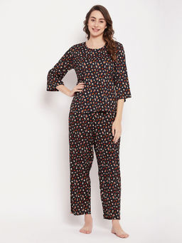 Clovia - Rayon Printed Top & Pyjama (Set of 2)