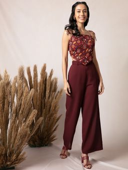 Twenty Dresses by Nykaa Fashion - Maroon Floral Print Square Neck Top