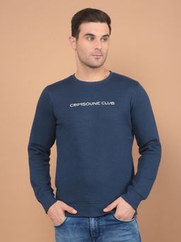 CRIMSOUNE CLUB - Men's Blue Solid Print Sweatshirt