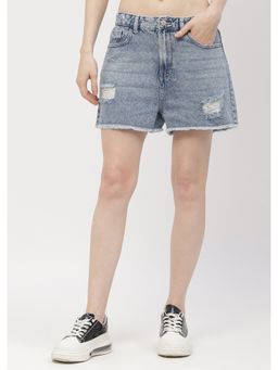 Madame - Distressed Light Blue Denim Shorts