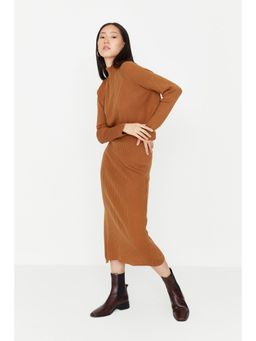 Trendyol - Womens Brown Textured Co-Ord (Set of 2)