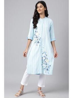 Aurelia - Blue Placement Print Kurta