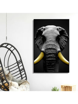 HomeTown - Simon Elephant Tusk Glossy Mdf Print Painting, Black And White 60X90Cm