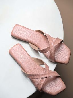 Louis Stitch - Women Pink Cross Strap Flats