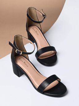 Louis Stitch - Women Black Block Heel Ankle Strap Sandals