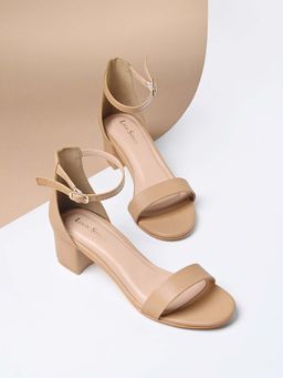 Louis Stitch - Women Camel Brown Block Heel Ankle Strap Sandals