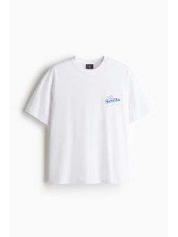 H&M - Men White Loose Fit Printed T-Shirt