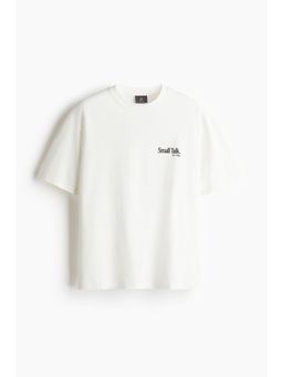 H&M - Men White Loose Fit Printed T-Shirt