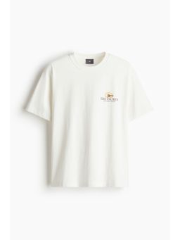 H&M - Men White Loose Fit Printed T-Shirt