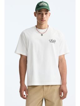 H&M - Men White Loose Fit Printed T-Shirt