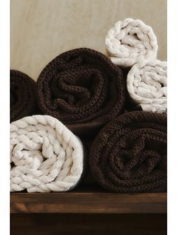 H&M - Brown Cotton Terry Bath Sheet