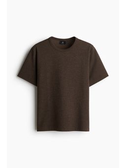 H&M - Men Brown Regular Fit Waffled T-Shirt